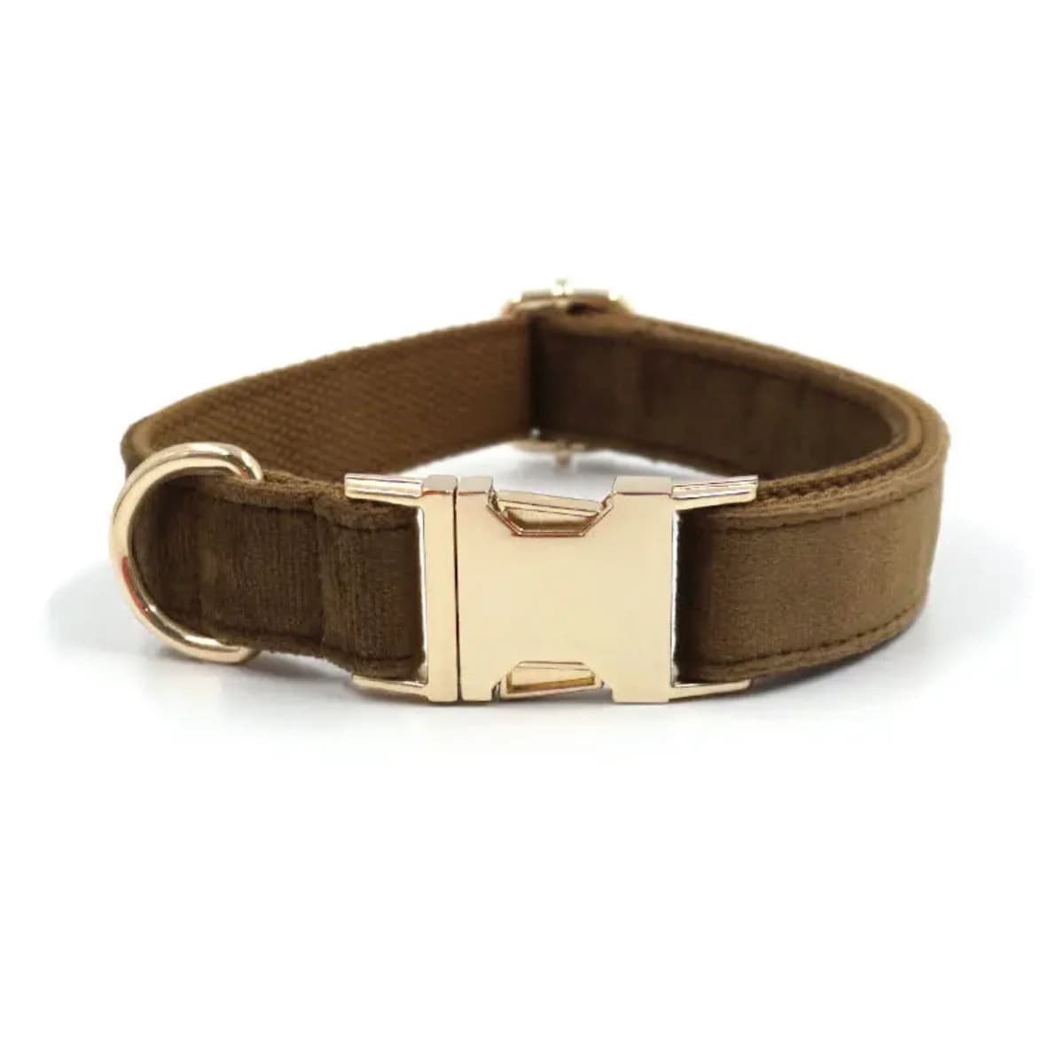 Luxury Velvet Dog Collar, Gold-Tone Metal Buckle, Adjustable Neck Strap